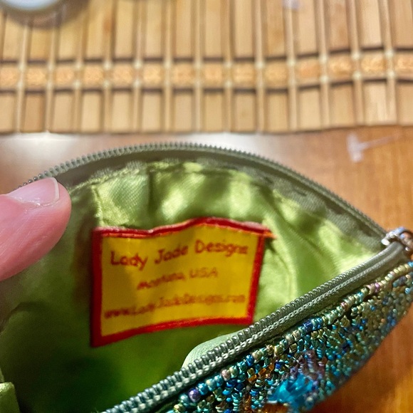 Lady Jade Designs beaded butterfly and flower coin purse. EUC. - Picture 2 of 8